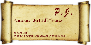 Pascus Juliánusz névjegykártya